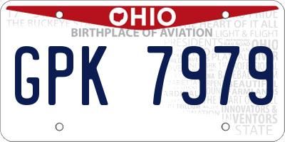 OH license plate GPK7979