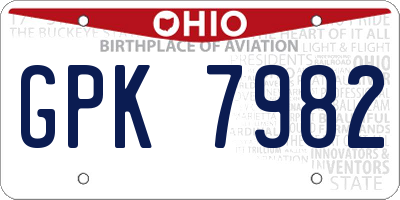 OH license plate GPK7982