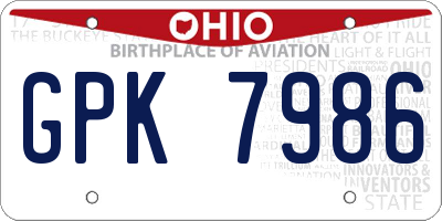 OH license plate GPK7986
