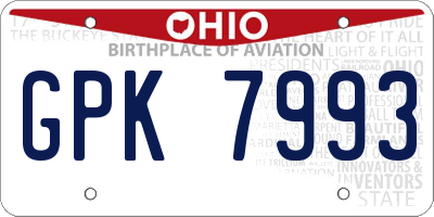 OH license plate GPK7993