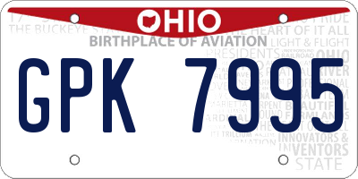 OH license plate GPK7995