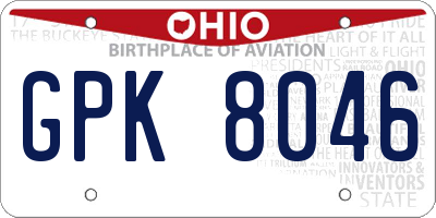 OH license plate GPK8046