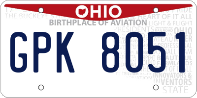 OH license plate GPK8051