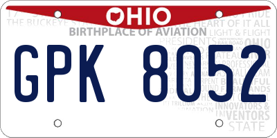 OH license plate GPK8052