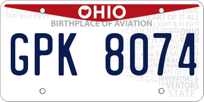 OH license plate GPK8074