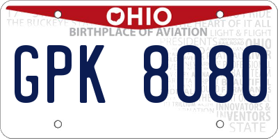 OH license plate GPK8080