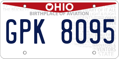 OH license plate GPK8095