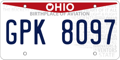 OH license plate GPK8097