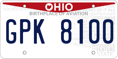 OH license plate GPK8100