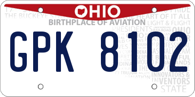 OH license plate GPK8102