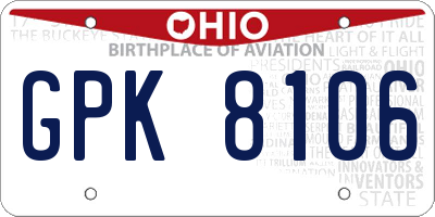 OH license plate GPK8106