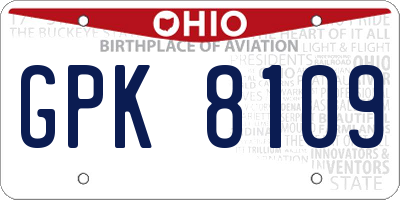 OH license plate GPK8109
