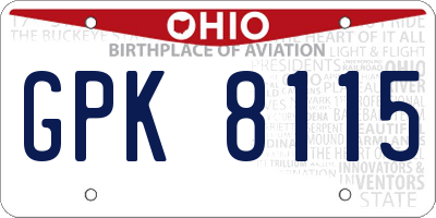 OH license plate GPK8115