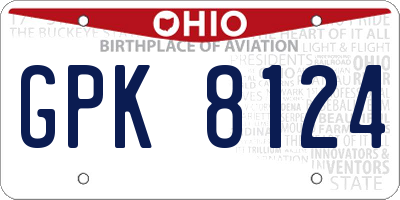 OH license plate GPK8124