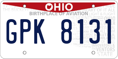 OH license plate GPK8131