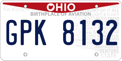 OH license plate GPK8132