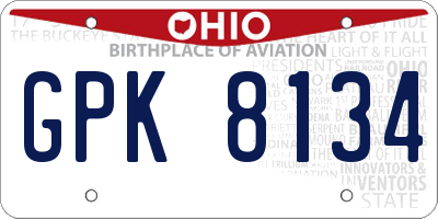 OH license plate GPK8134