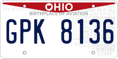 OH license plate GPK8136