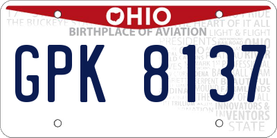 OH license plate GPK8137
