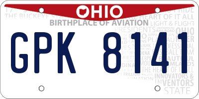 OH license plate GPK8141