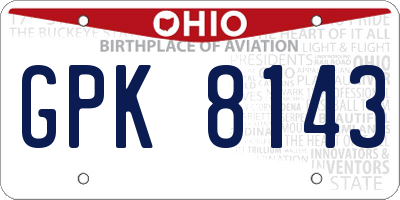 OH license plate GPK8143