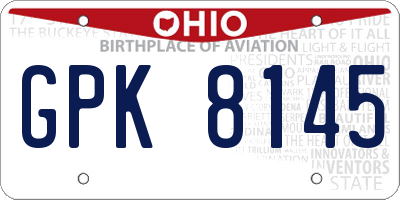 OH license plate GPK8145