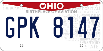 OH license plate GPK8147