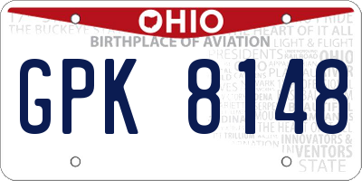 OH license plate GPK8148