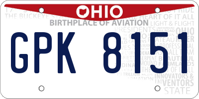 OH license plate GPK8151