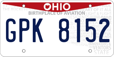 OH license plate GPK8152