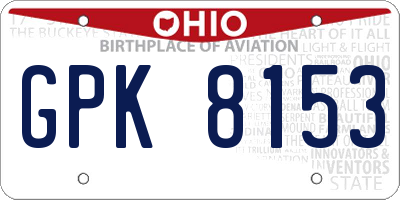 OH license plate GPK8153