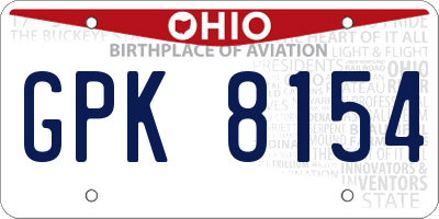 OH license plate GPK8154