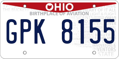 OH license plate GPK8155