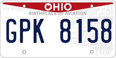 OH license plate GPK8158