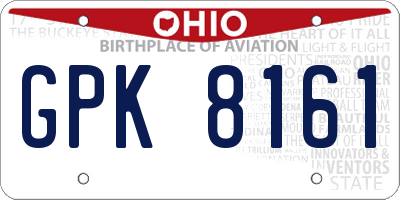 OH license plate GPK8161