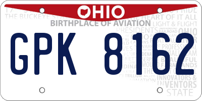 OH license plate GPK8162