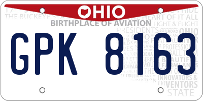 OH license plate GPK8163