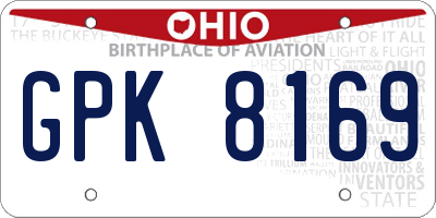 OH license plate GPK8169