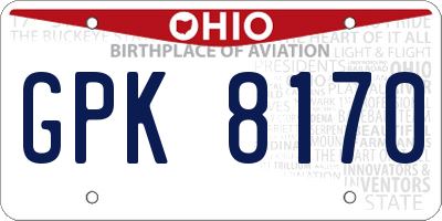 OH license plate GPK8170