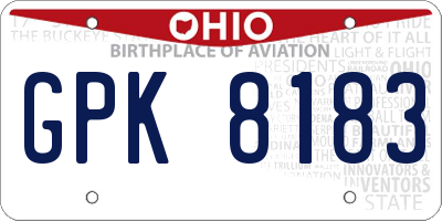OH license plate GPK8183