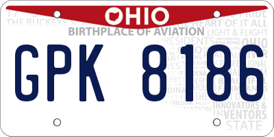 OH license plate GPK8186