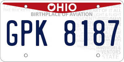 OH license plate GPK8187
