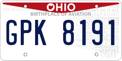 OH license plate GPK8191