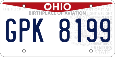OH license plate GPK8199