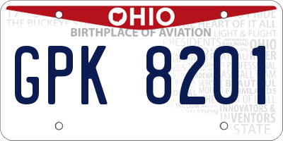 OH license plate GPK8201