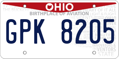 OH license plate GPK8205