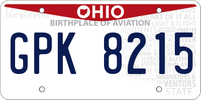OH license plate GPK8215