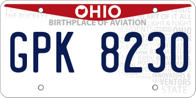 OH license plate GPK8230
