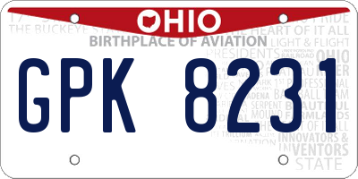 OH license plate GPK8231