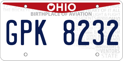 OH license plate GPK8232